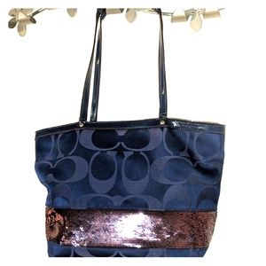Coach Blue Logo Sequin Bag
